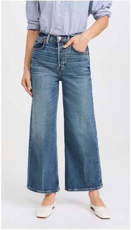 Re/Done Denim - RE/DONE NWT High Rise Wide Leg Crop Denim Jeans in Crafted Indigo // 24